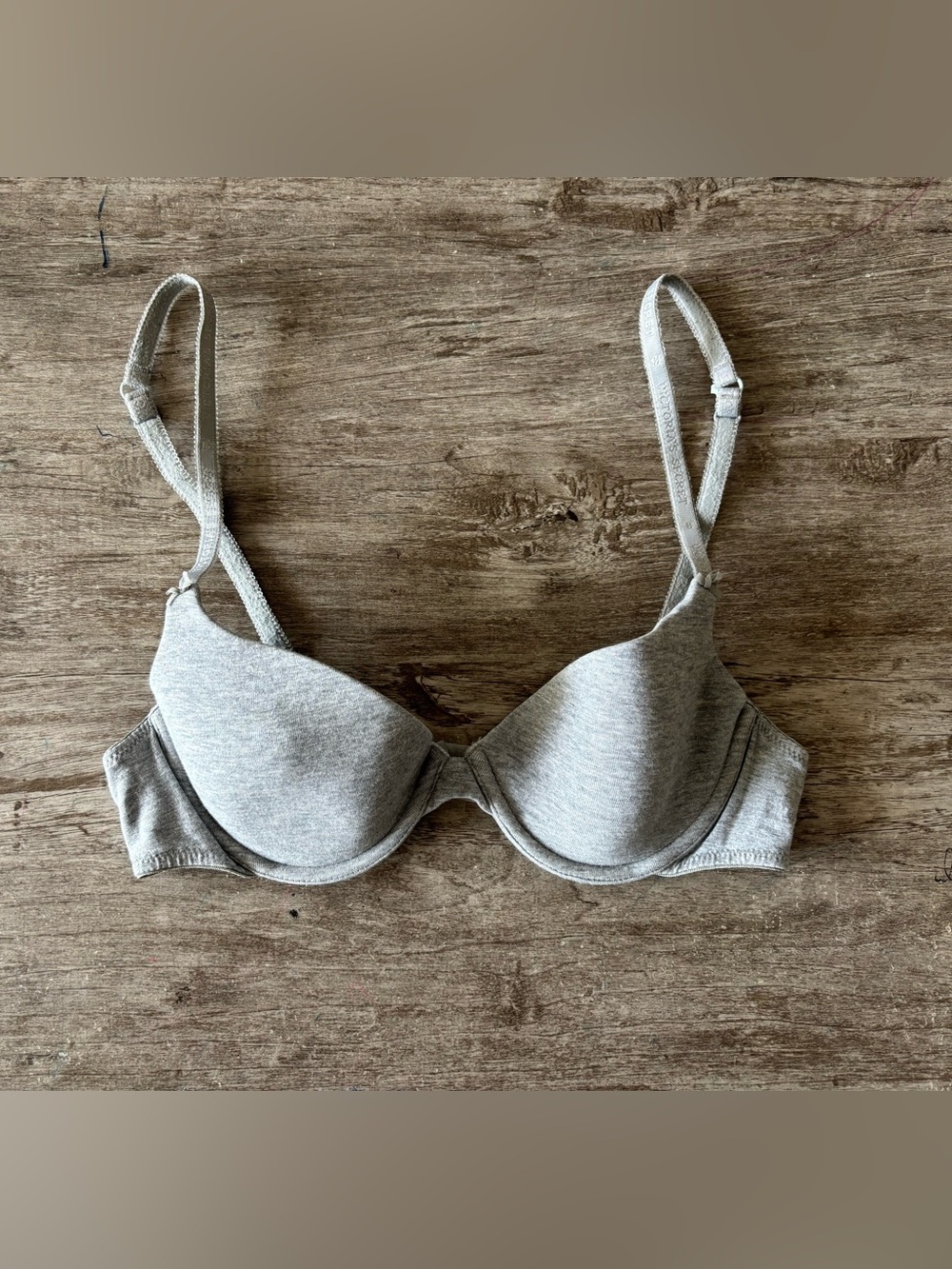 Victoria's Secret Bra Gray Lined Demi Demi Bust Double Cotton 34B Classic 90s